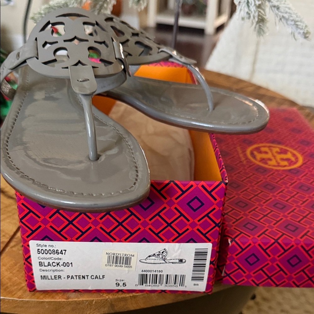 Tory Burch Black Patent Miller Sandals